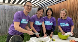 ANZ Team members preparing food for the Vertex Day of Service