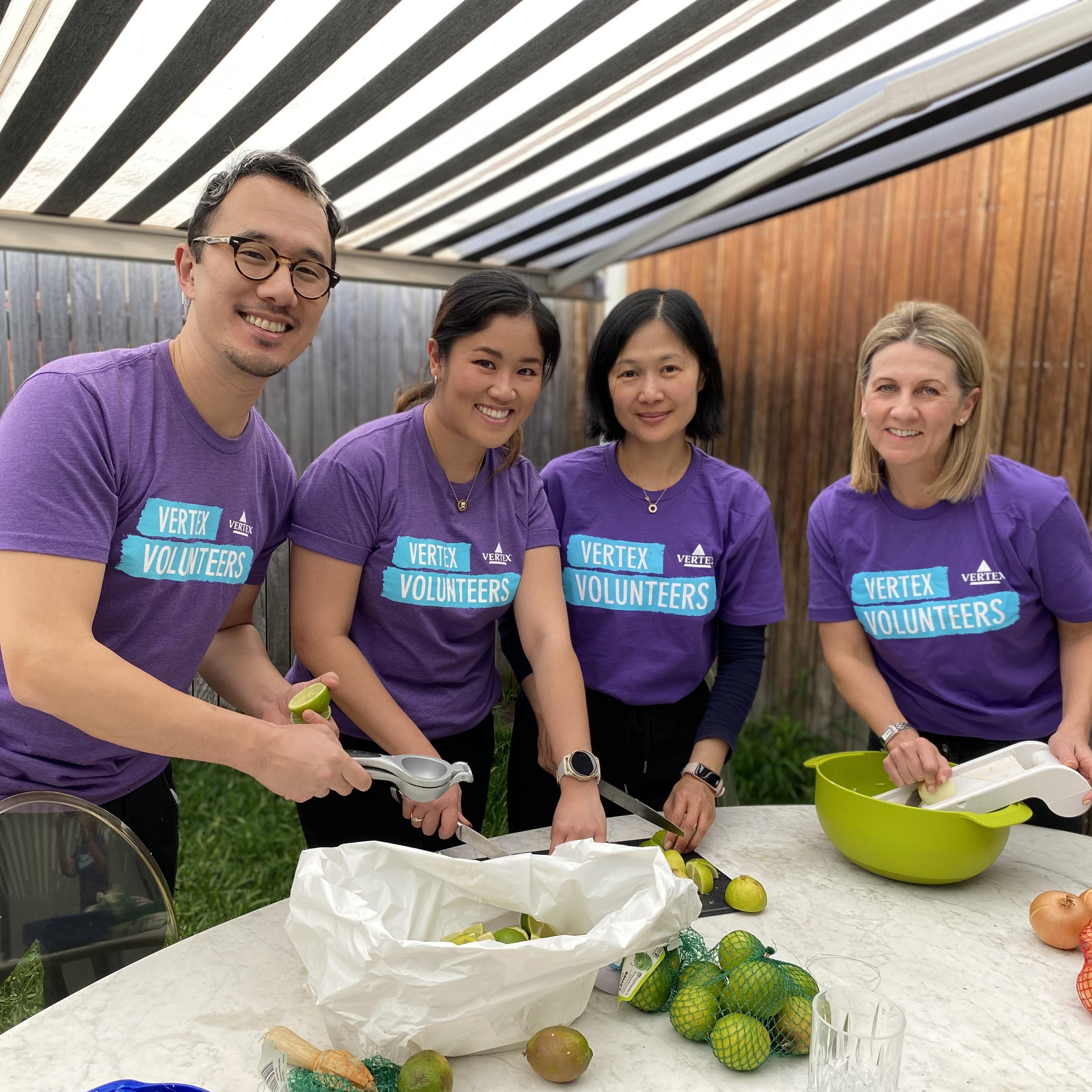 ANZ Team members preparing food for the Vertex Day of Service